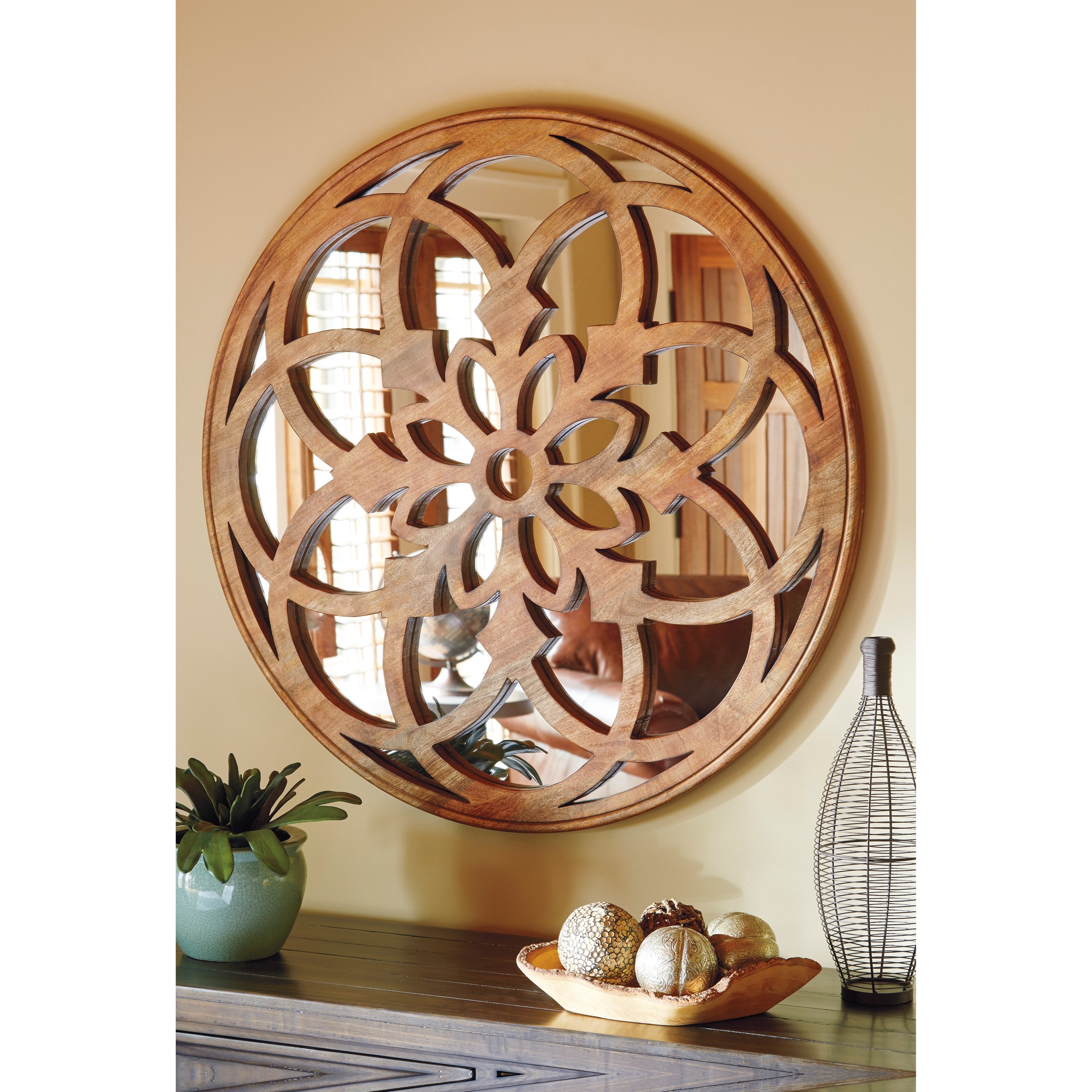 Signature Design by Ashley Accent Mirrors A8010029 Oilhane Natural Accent Mirror Household